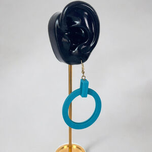 Women's Teal Blue Wood Light-Weight Earrings NWT